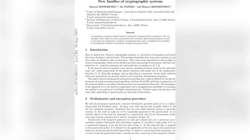 New families of cryptographic systems