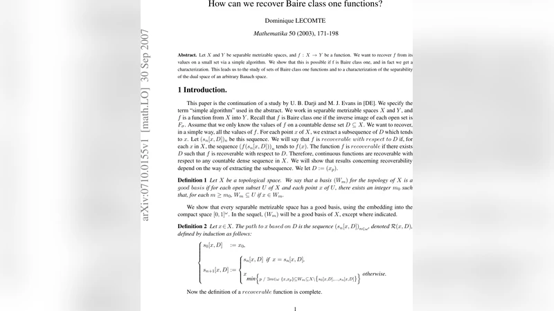 How can we recover Baire class one functions?