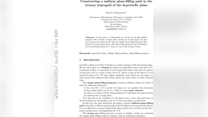Constructing a uniform plane-filling path in the ternary heptagrid of   the hyperbolic plane