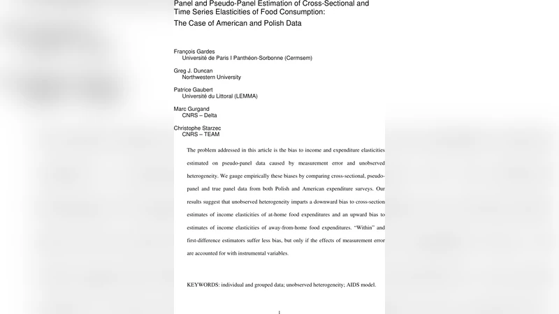 Panel and Pseudo-Panel Estimation of Cross-Sectional and Time Series   Elasticities of Food Consumption: The Case of American and Polish Data