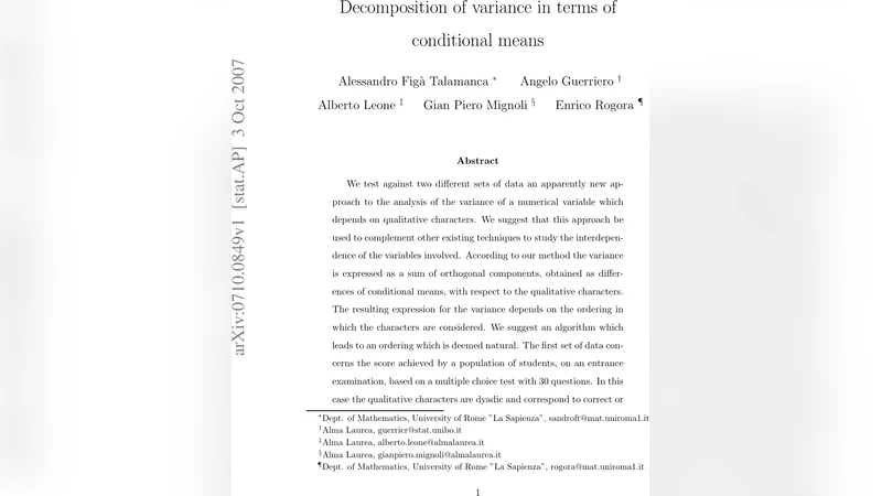 Decomposition of variance in terms of conditional means