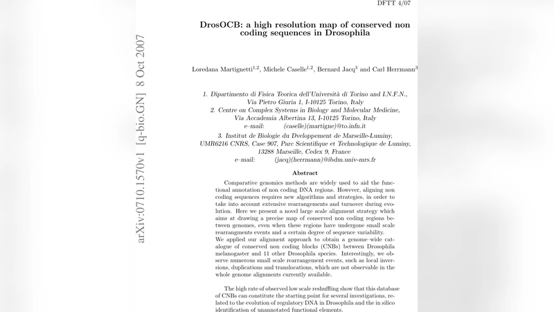 DrosOCB: a high resolution map of conserved non coding sequences in   Drosophila