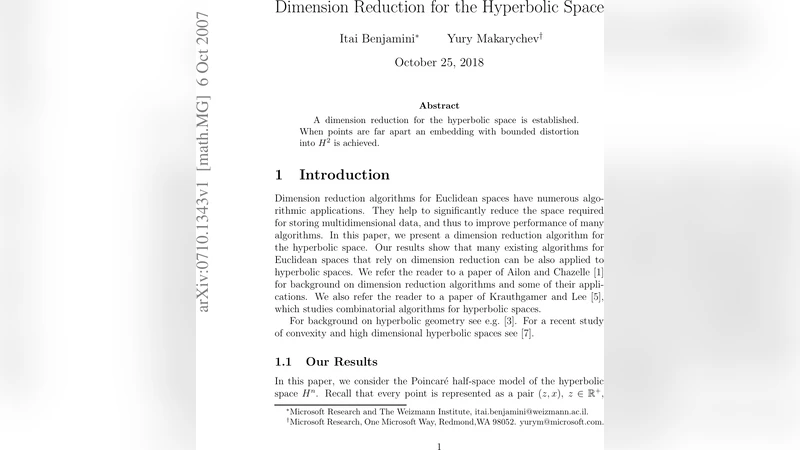 Dimension Reduction for the Hyperbolic Space