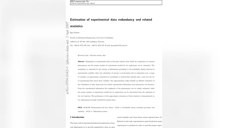Estimation of experimental data redundancy and related statistics