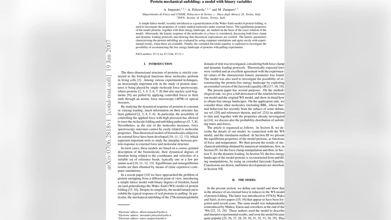 Protein mechanical unfolding: a model with binary variables