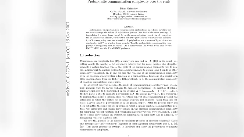 Probabilistic communication complexity over the reals