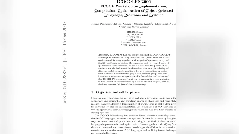 Implementation, Compilation, Optimization of Object-Oriented Languages,   Programs and Systems - Report on the Workshop ICOOOLPS2006 at ECOOP06