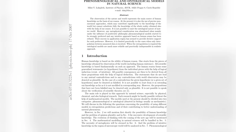 Phenomenological and ontological models in natural science