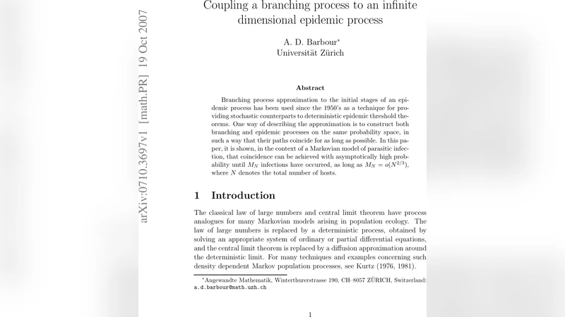 Coupling a branching process to an infinite dimensional epidemic process