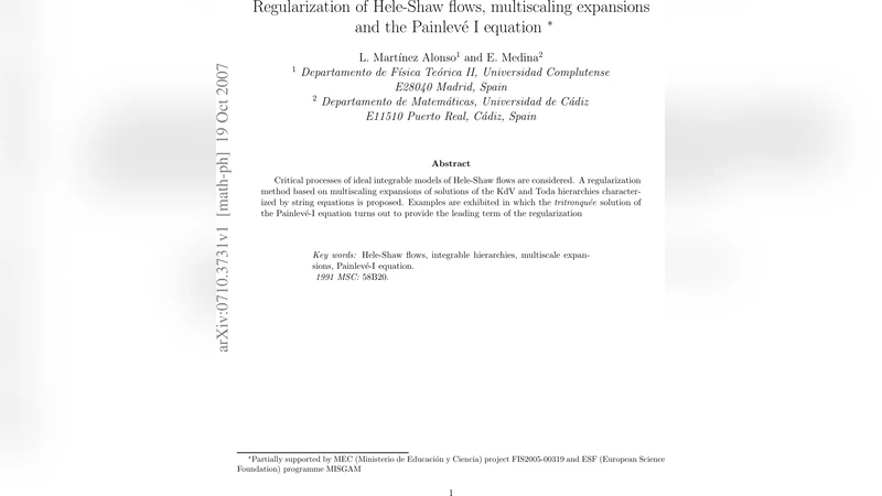 Regularization of Hele-Shaw flows, multiscaling expansions and the   Painleve I equation