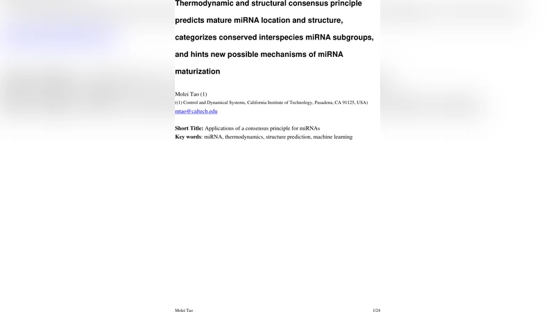 Thermodynamic and structural consensus principle predicts mature miRNA   location and structure, categorizes conserved interspecies miRNA subgroups,   and hints new possible mechanisms of miRNA maturization