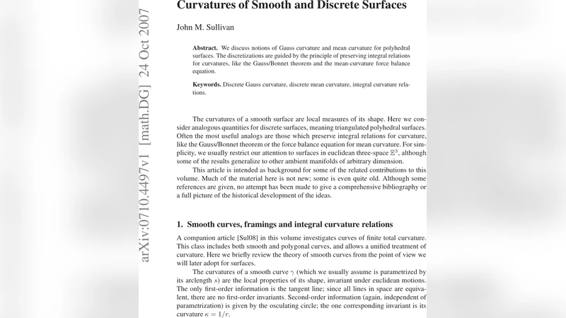 Curvatures of Smooth and Discrete Surfaces
