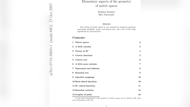 Elementary aspects of the geometry of metric spaces