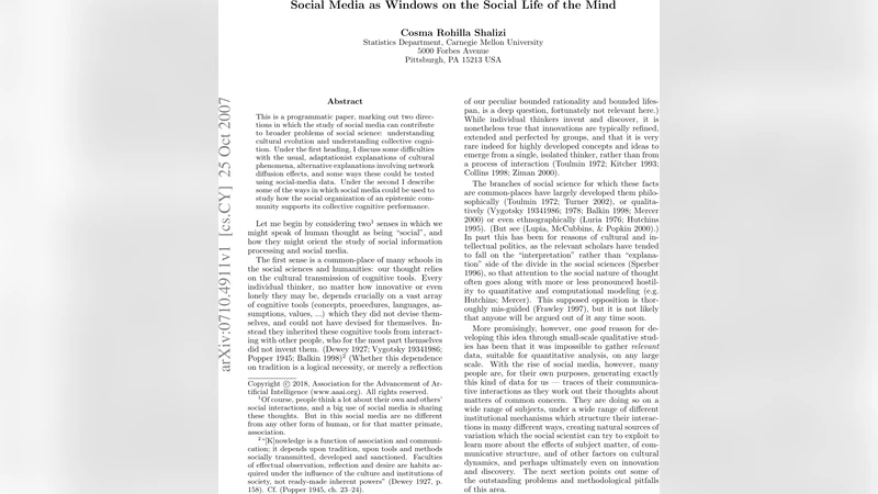 Social Media as Windows on the Social Life of the Mind