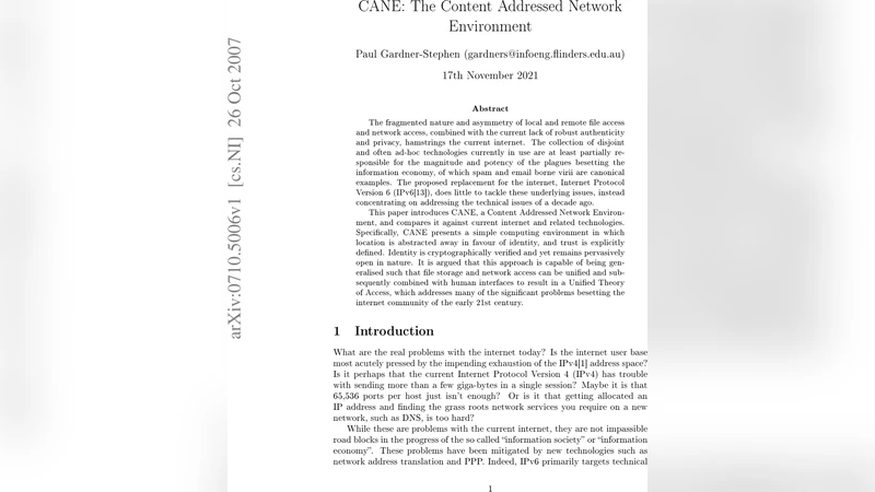 CANE: The Content Addressed Network Environment