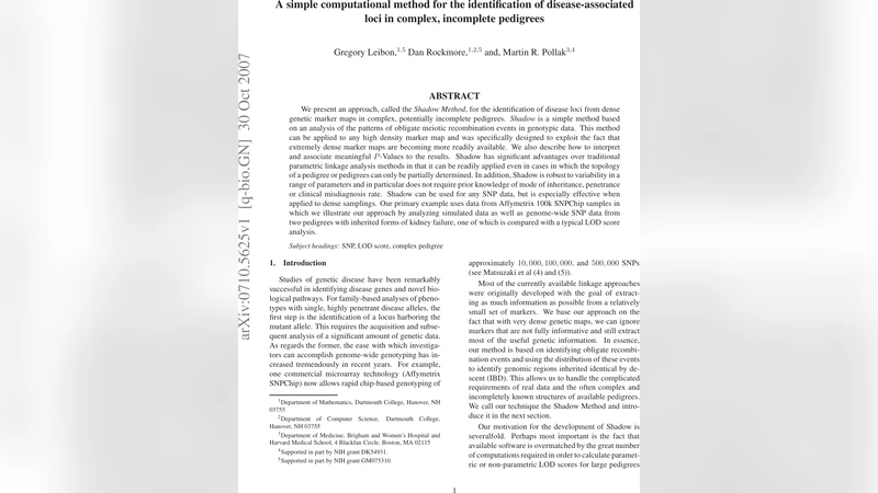 A simple computational method for the identification of   disease-associated loci in complex, incomplete pedigrees