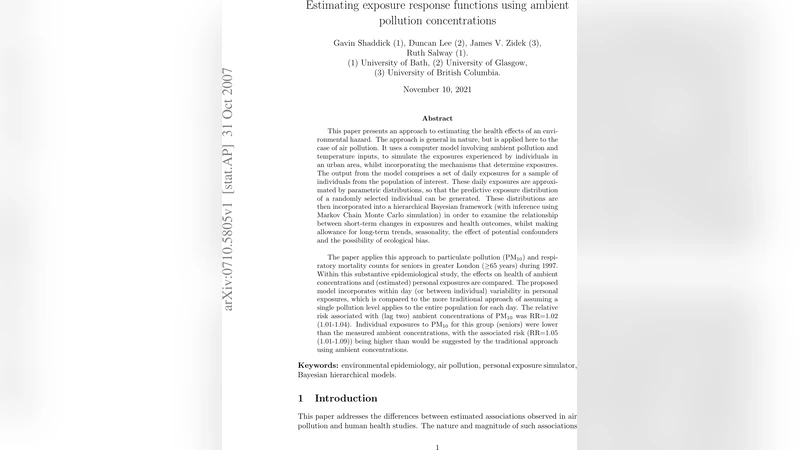Estimating exposure response functions using ambient pollution   concentrations