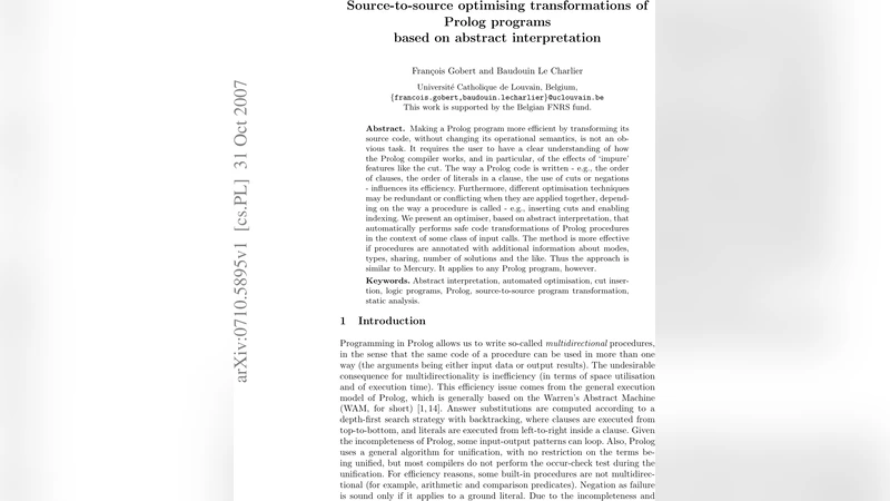 Source-to-source optimizing transformations of Prolog programs based on   abstract interpretation