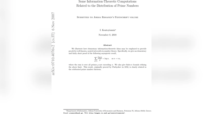 Some information-theoretic computations related to the distribution of   prime numbers