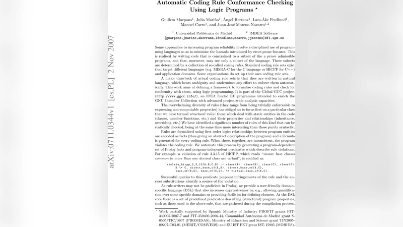 Automatic Coding Rule Conformance Checking Using Logic Programs