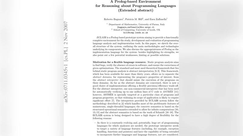 A Prolog-based Environment for Reasoning about Programming Languages   (Extended abstract)