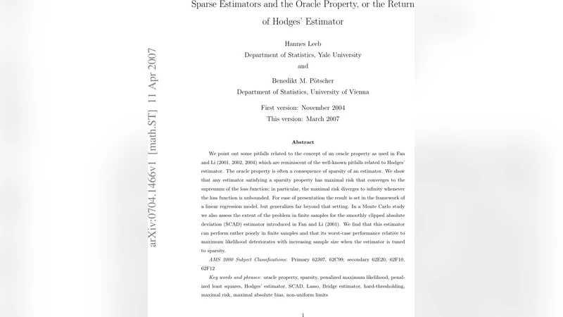Sparse Estimators and the Oracle Property, or the Return of Hodges   Estimator