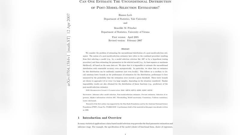 Can One Estimate The Unconditional Distribution of Post-Model-Selection   Estimators?