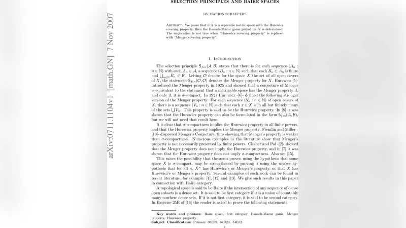 Selection Principles and Baire spaces