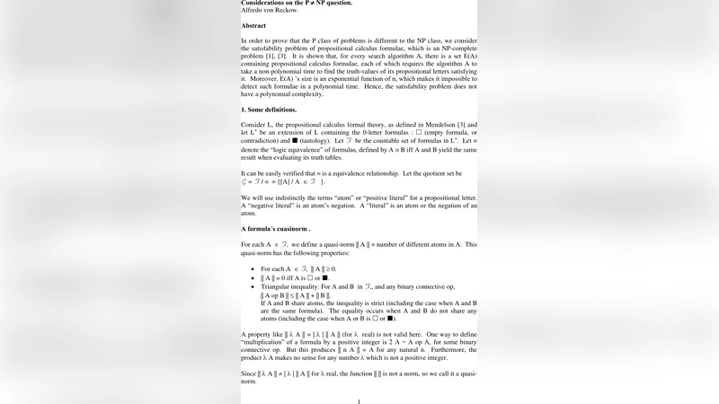 Considerations on P vs NP