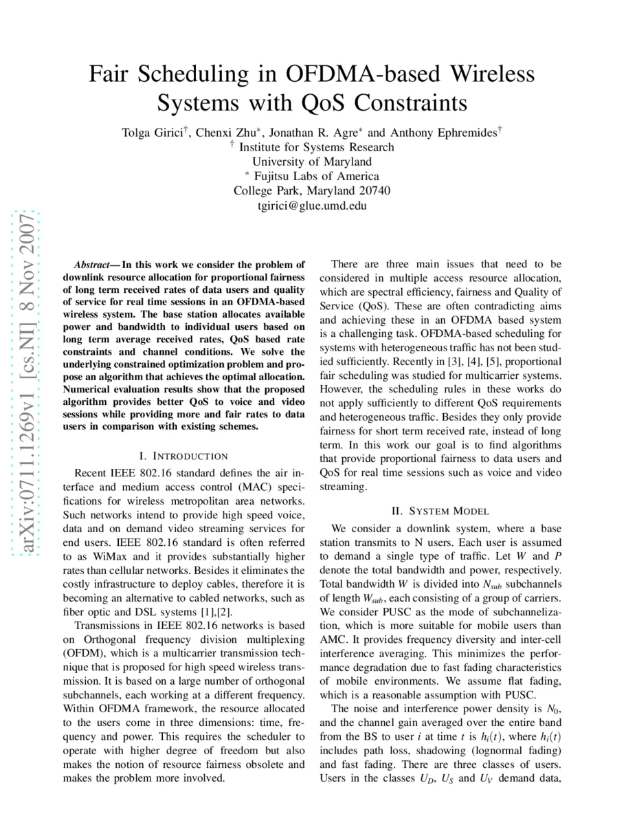 Fair Scheduling in OFDMA-based Wireless Systems with QoS Constraints