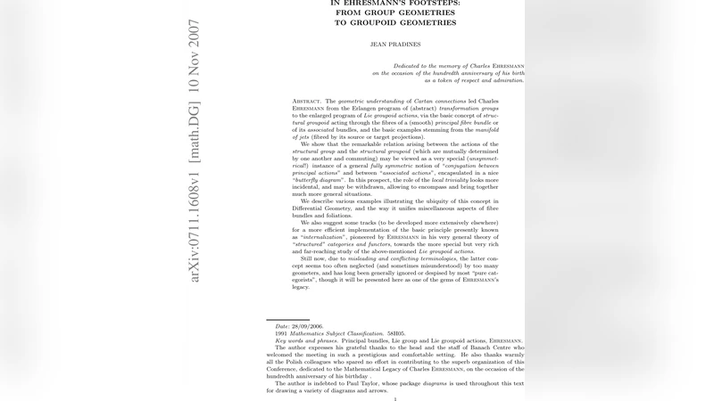 In Ehresmanns footsteps: from Group Geometries to Groupoid Geometries