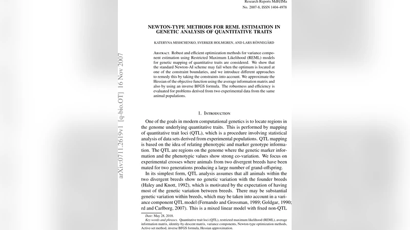Newton-type Methods for REML Estimation in Genetic Analysis of   Quantitative Traits