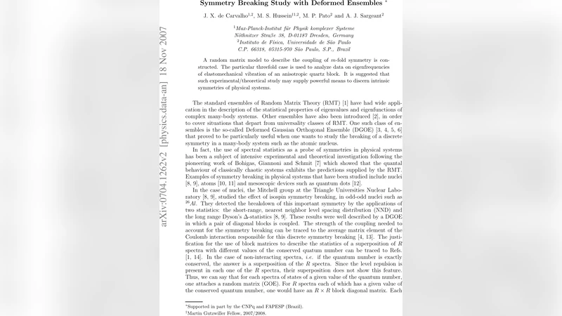 Symmetry Breaking Study with Deformed Ensembles