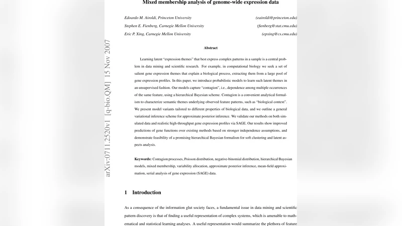 Mixed membership analysis of genome-wide expression data