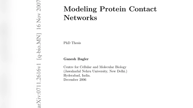 Modeling Protein Contact Networks