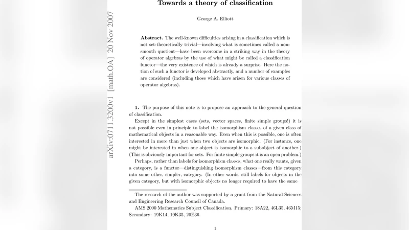 Towards a theory of classification