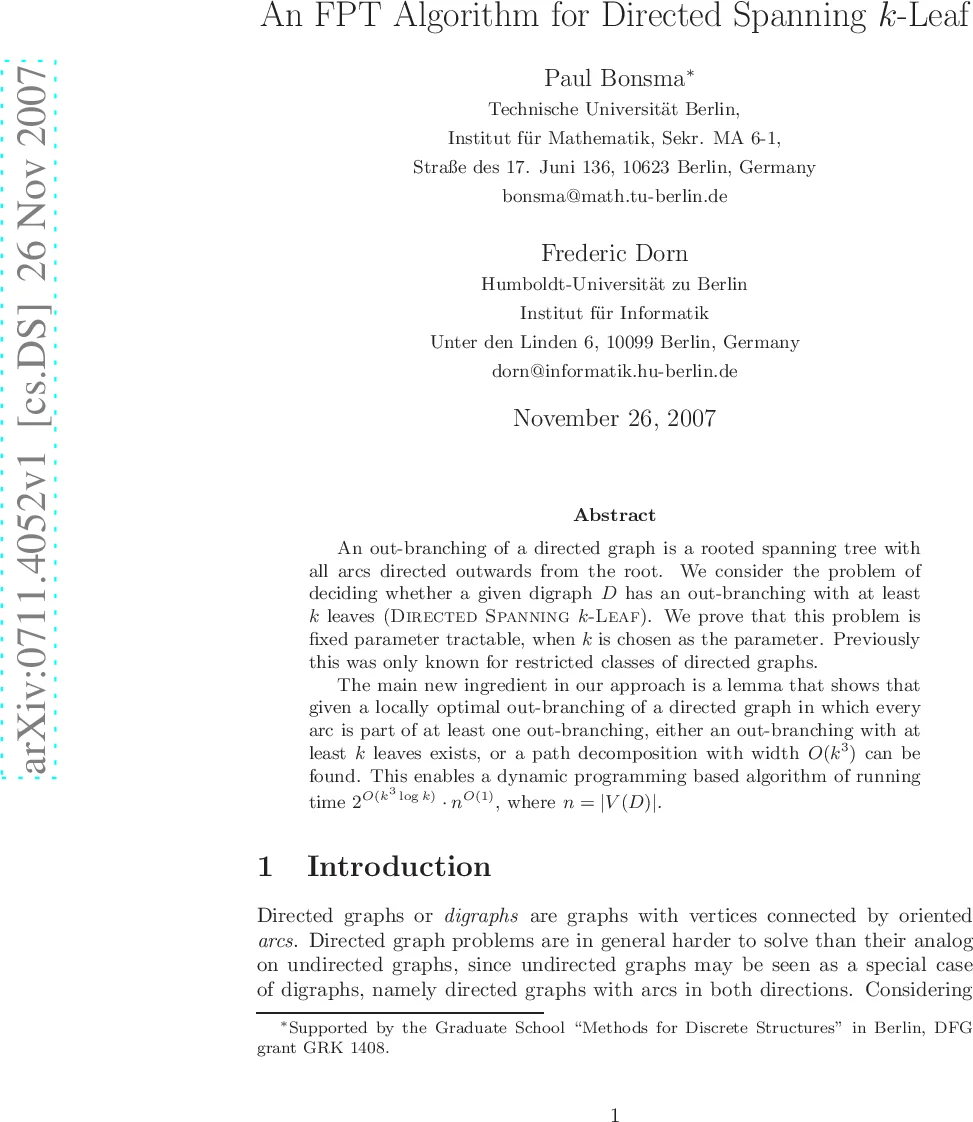 An FPT Algorithm for Directed Spanning k-Leaf