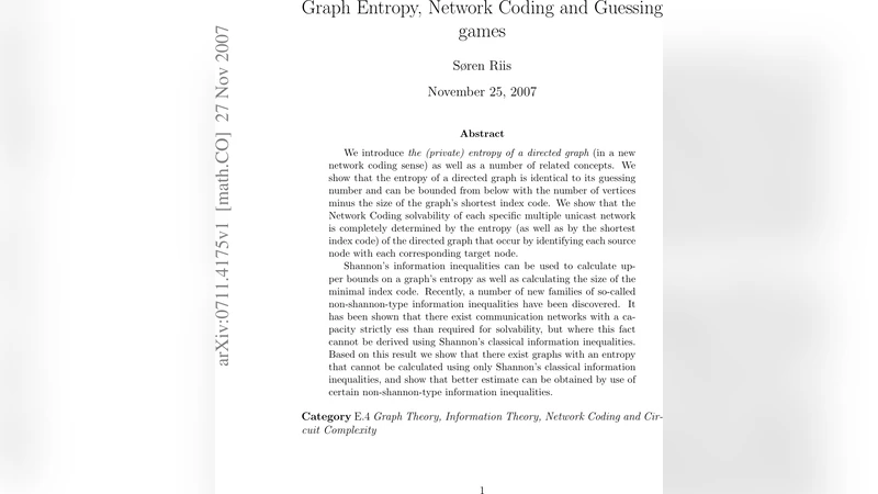 Graph Entropy, Network Coding and Guessing games