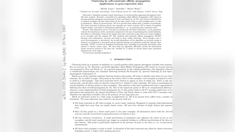 Clustering by soft-constraint affinity propagation: Applications to   gene-expression data