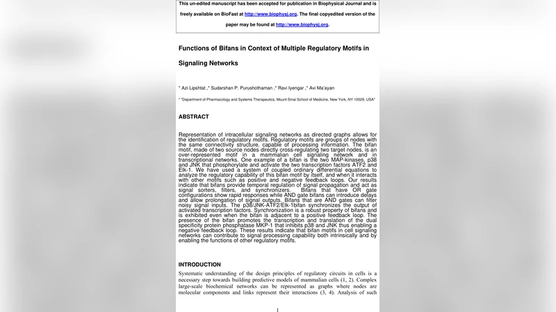 Functions of Bifans in Context of Multiple Regulatory Motifs in   Signaling Networks