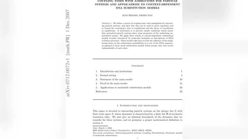 Coupling times with ambiguities for particle systems and applications to   context-dependent DNA substitution models