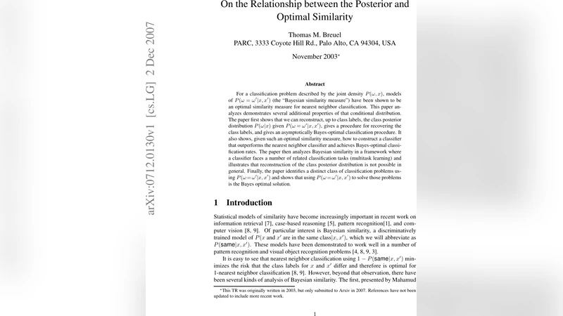 On the Relationship between the Posterior and Optimal Similarity
