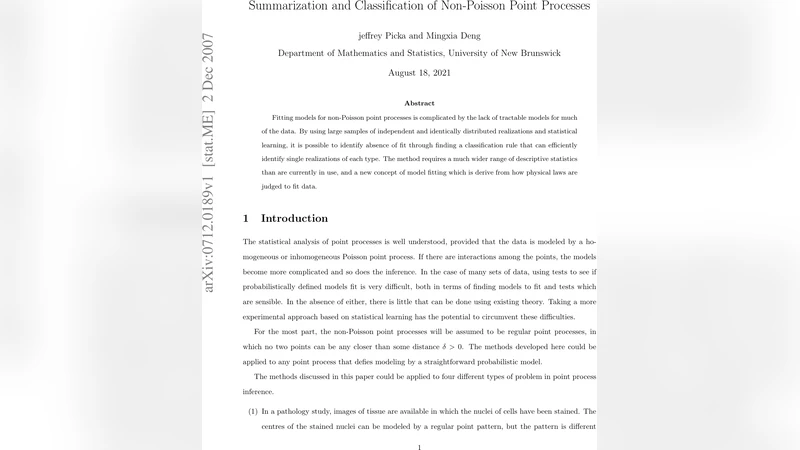 Summarization and Classification of Non-Poisson Point Processes