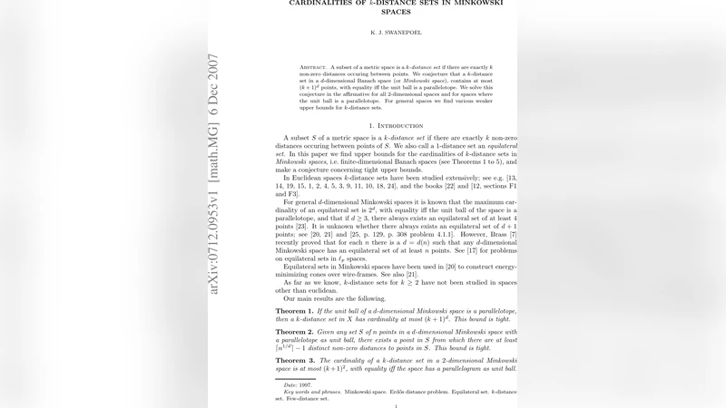 Cardinalities of k-distance sets in Minkowski spaces