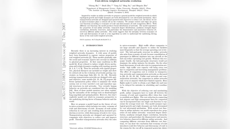 Cost-driven weighted networks evolution