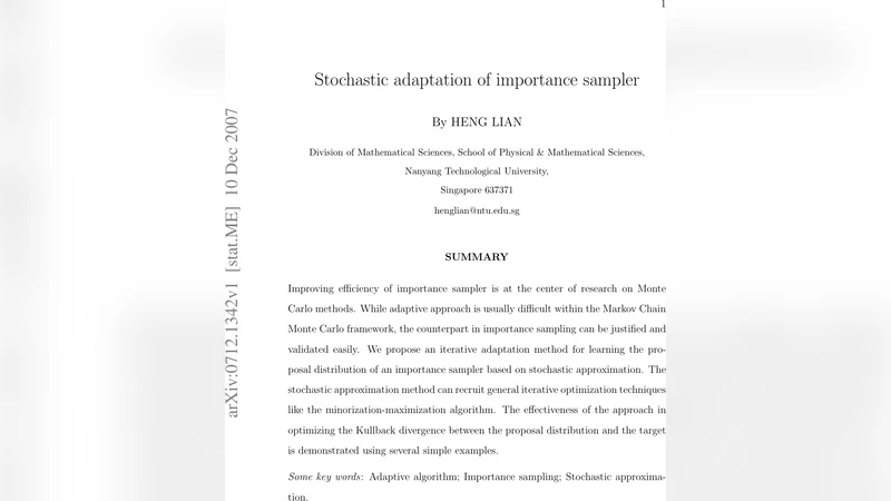 Stochastic adaptation of importance sampler