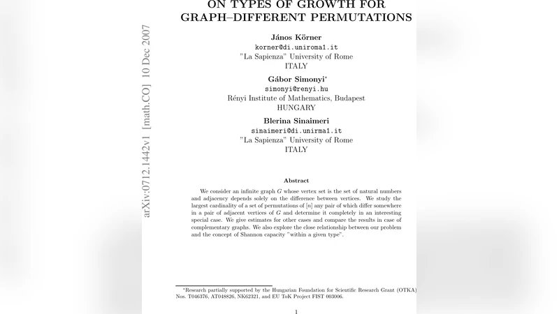 On types of growth for graph-different permutations