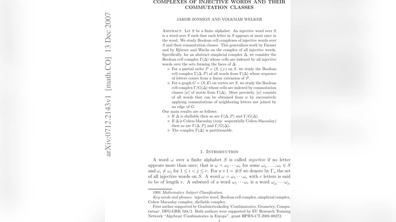 Complexes of Injective Words and Their Commutation Classes