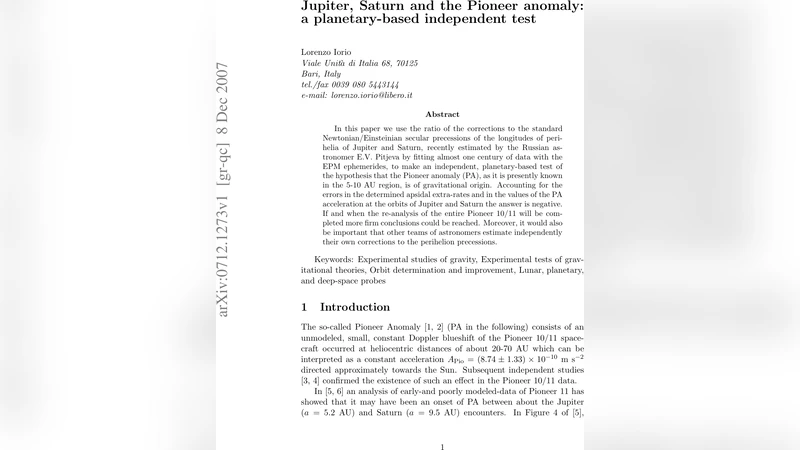 Jupiter, Saturn and the Pioneer anomaly: a planetary-based independent   test