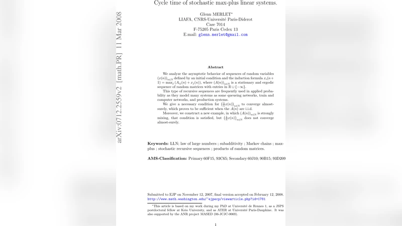 Cycle time of stochastic max-plus linear systems